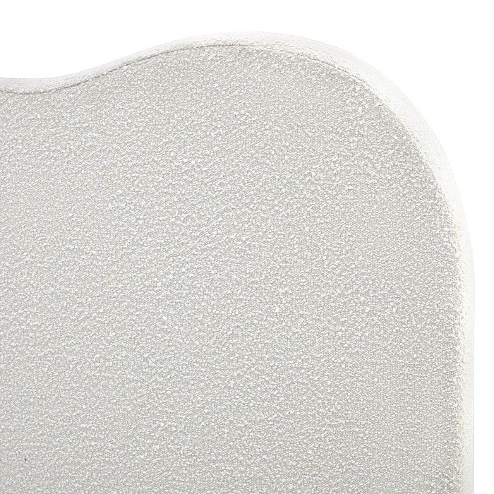 Teddy Plush Heart Boucle Fabric White Headboard | Cloud Shape Cushioned Upholstered Boucle Bed Head