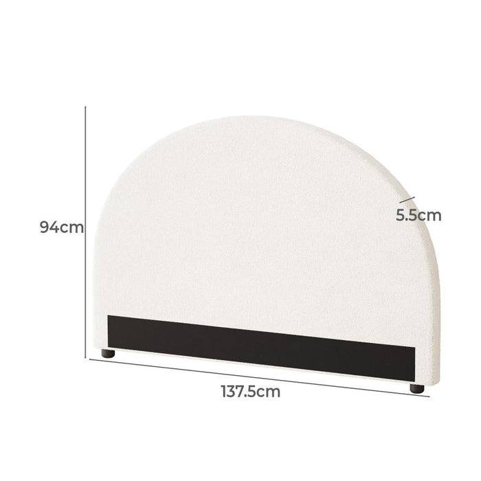 Teddy Soft Boucle Fabric Round Headboard | Cushioned White Upholstered Boucle Bed Head