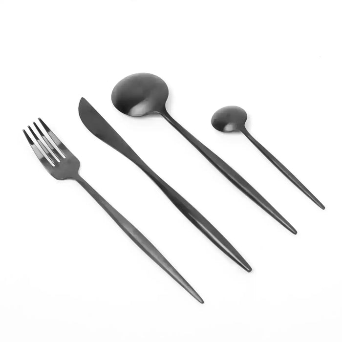 Milano Royale Luxe 24 Piece Matte Black Cutlery Set | Premium Black Cutlery Sets