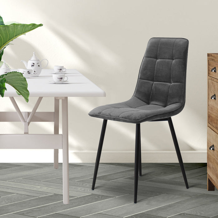 Set of Four Milano Premium Velvet Fabric Dining Chairs | Plush Velvet Padded Dining Chairs
