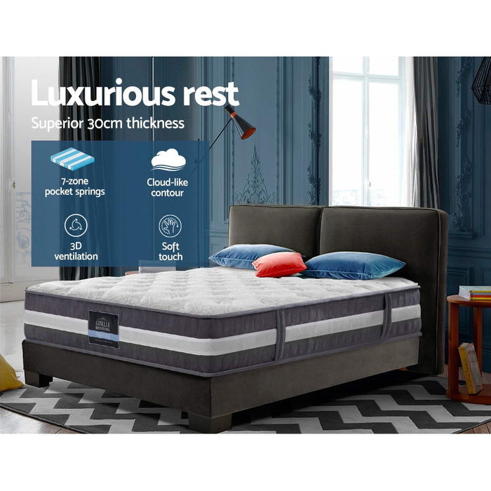 Portessa 7 Zone Zero Disturbance Mattress | 30cm Comfort Support Medium Firm Pocket Spring Mattress