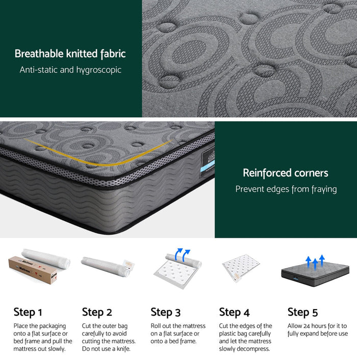 Portessa Pressure Relieving Airmax Breathable Mattress | 26cm Comfort Support Medium Firm Pocket Spring Mattress