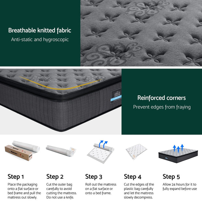 Dreameasy Luxiore Latex Infused Cool Gel 34cm Mattress | Premium Medium Firm Edge Support 5 Zone Mattress