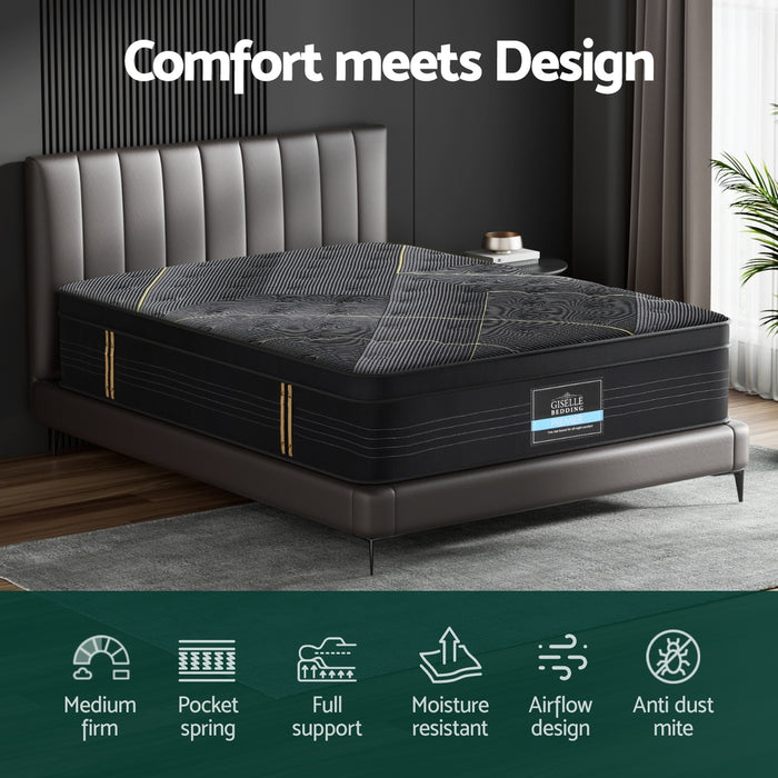 9 Zone 35cm Giselle Mattress Queen Bamboo Pocket Medium Firm Foam