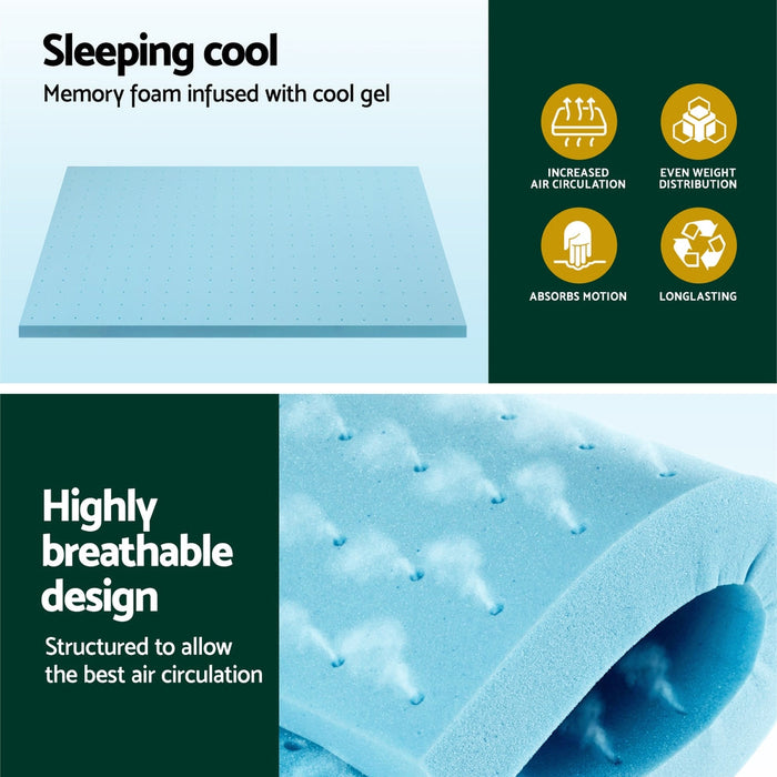 Luxore Ventilated Cooling Gel Bamboo Memory Foam Mattress Topper | Ultra Cooling Breathable 5cm Mattress Topper