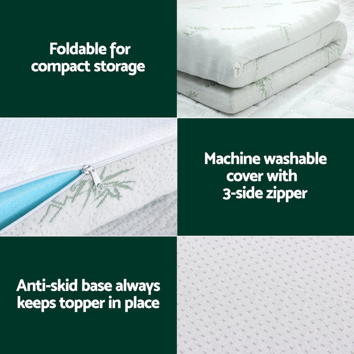 Luxore Ventilated Cooling Gel Bamboo Memory Foam Mattress Topper | Ultra Cooling Breathable 5cm Mattress Topper