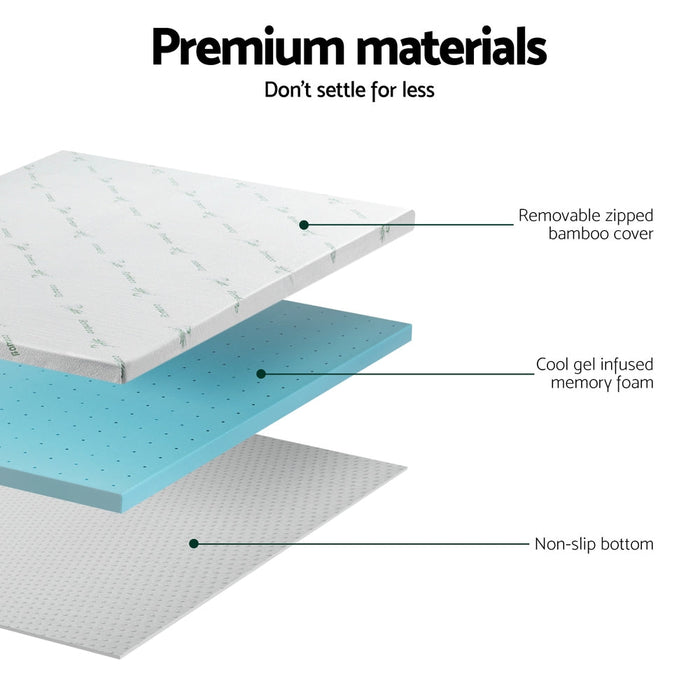 Luxore Ventilated Cooling Gel Bamboo Memory Foam Mattress Topper | Ultra Cooling Breathable 5cm Mattress Topper