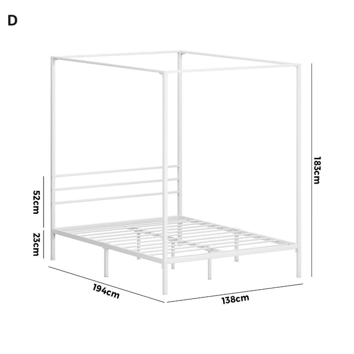 Casablanca Blanco Premium Canopy Style Metal Bed Frame | High Quality Designer Canopy Bed