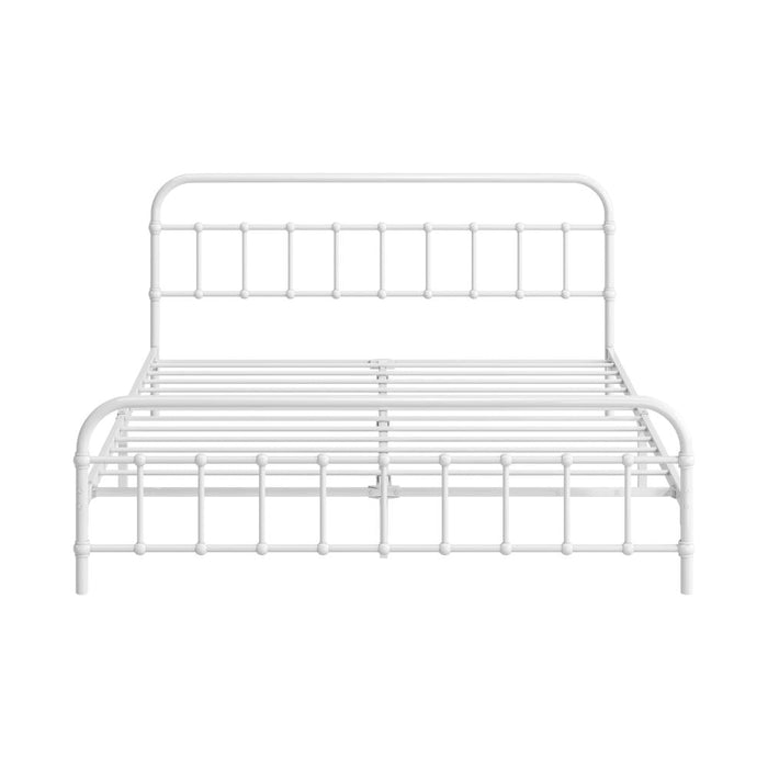Alcantra Modern Full Metal Extra Strong Bed Frame | Sturdy Metal Designer Vintage Bed in White