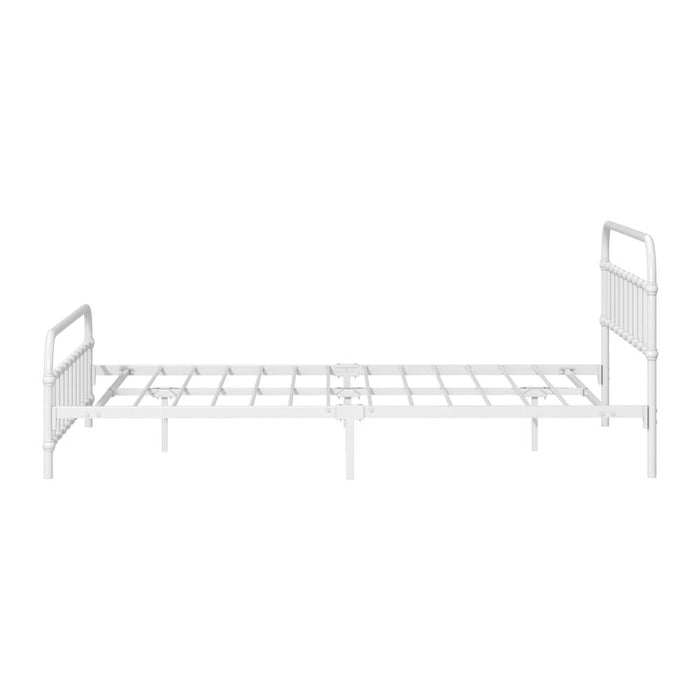 Alcantra Modern Full Metal Extra Strong Bed Frame | Sturdy Metal Designer Vintage Bed in White