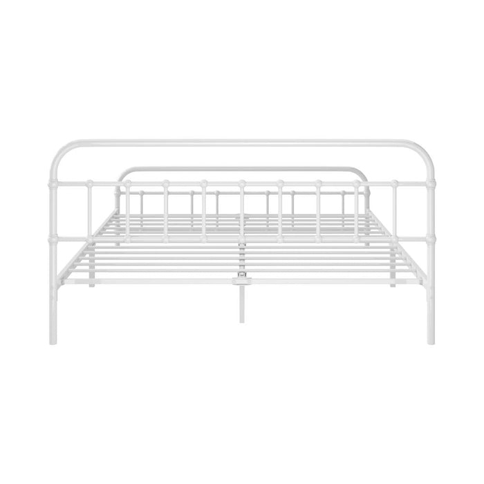 Alcantra Modern Full Metal Extra Strong Bed Frame | Sturdy Metal Designer Vintage Bed in White