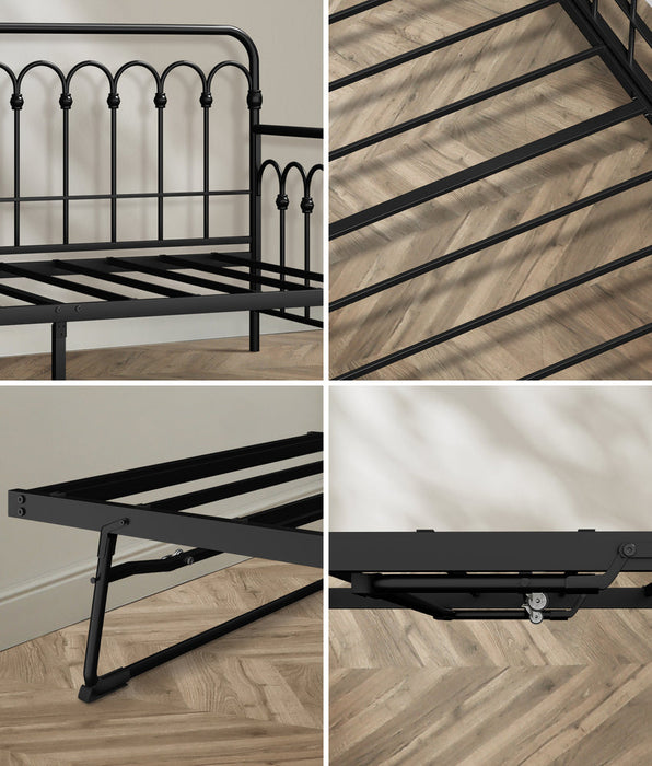 Reggio Pulo Metal Kids Bed Frame| Kids Two in One Daybed Single Size and Optional Single Rollout Trundle