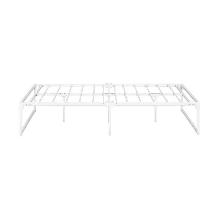 Maurizzi Premium Full Metal Platform Bed in White | Reinforced Durable Metal Floating Bed Base