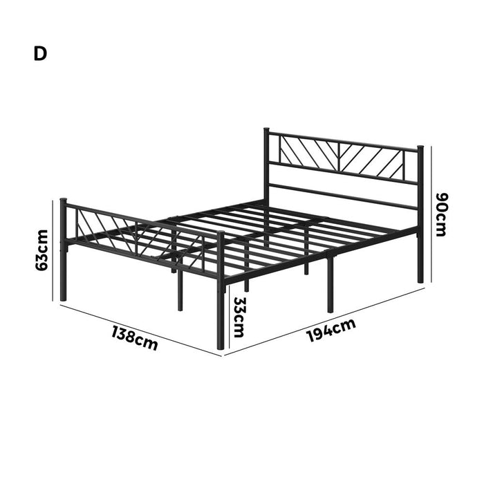 Misuzi Vintage Full Metal Extra Strong Bed Frame | Sturdy Black Metal Designer Bed