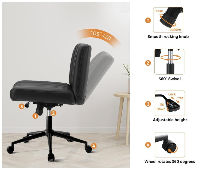 Parisi Retro Mid Back Wide Seat Office Chair |  Adjustable Ultra Comfort Computer Chair