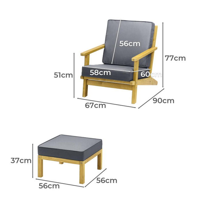 Breeze Designer Outdoor Sun Lounge Armchairs | Soft Cushioned Wooden Patio Lounge Chairs