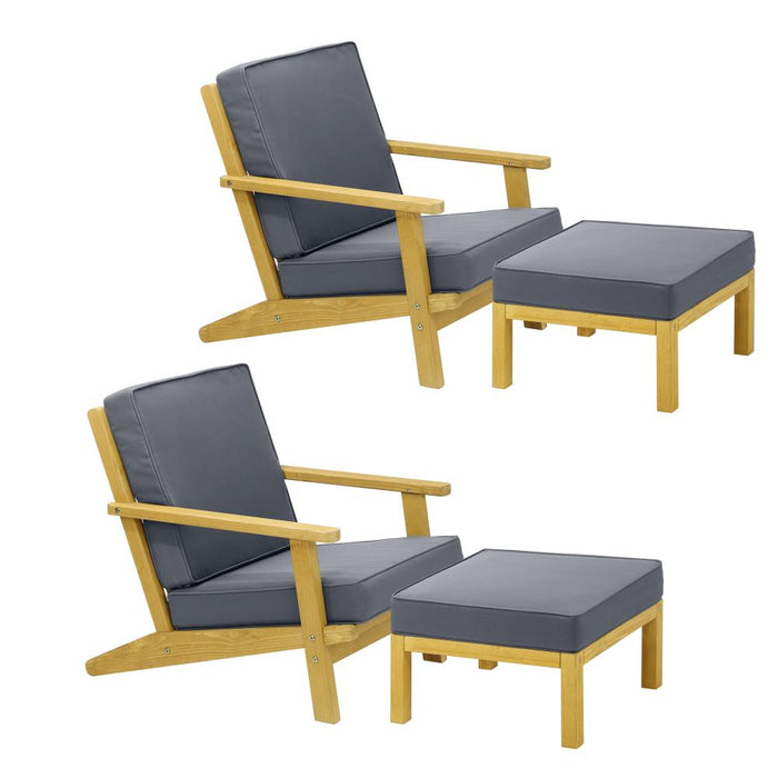 Breeze Designer Outdoor Sun Lounge Armchairs | Soft Cushioned Wooden Patio Lounge Chairs