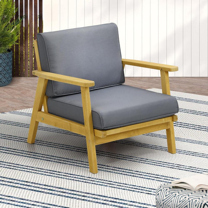 Breeze Designer Outdoor Sun Lounge Armchairs | Soft Cushioned Wooden Patio Lounge Chairs