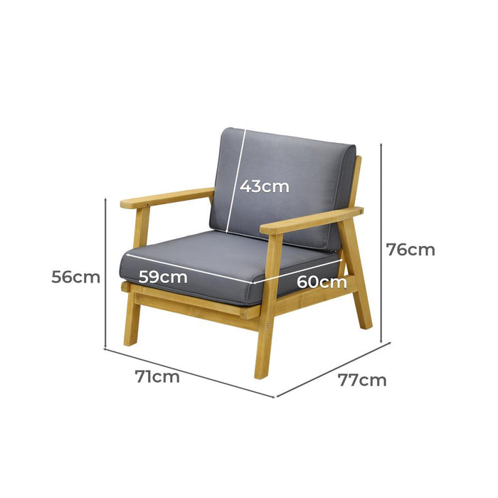 Breeze Designer Outdoor Sun Lounge Armchairs | Soft Cushioned Wooden Patio Lounge Chairs