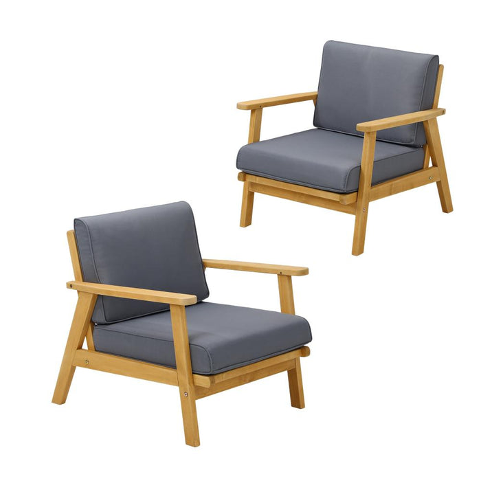 Breeze Designer Outdoor Sun Lounge Armchairs | Soft Cushioned Wooden Patio Lounge Chairs