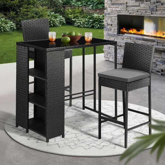 Palermo Outdoor Rattan Wicker Bar Setting  | Weather Resistant Rattan Bar Table Chairs