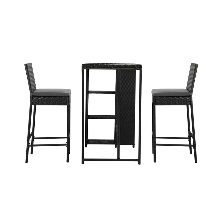 Palermo Outdoor Rattan Wicker Bar Setting  | Weather Resistant Rattan Bar Table Chairs
