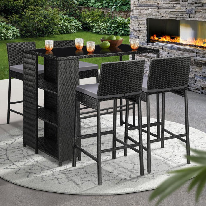 Palermo Outdoor Rattan Wicker Bar Setting  | Weather Resistant Rattan Bar Table Chairs