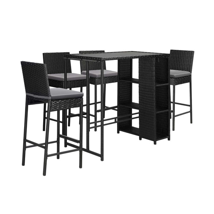 Palermo Outdoor Rattan Wicker Bar Setting  | Weather Resistant Rattan Bar Table Chairs