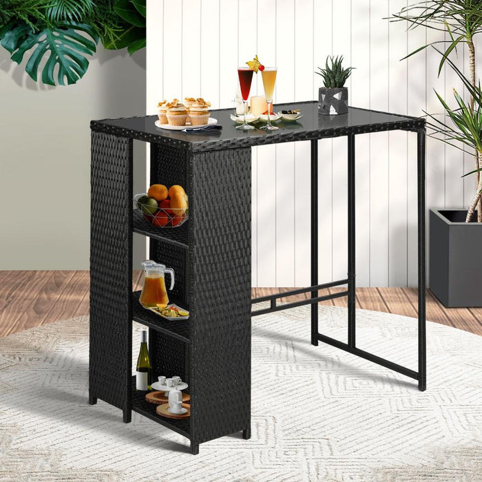 Palermo Outdoor Rattan Wicker Bar Setting  | Weather Resistant Rattan Bar Table Chairs