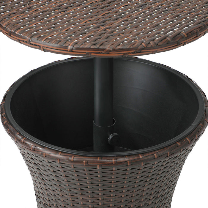 Amari Two in One Rattan Ice Bucket Storage Table | Round Secret Ice Storage Wicker Table