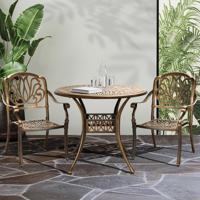 Astano High Quality Vintage Cast Aluminium Outdoor Patio Set | Durable Heavy Metal Outdoor Table Chair Set