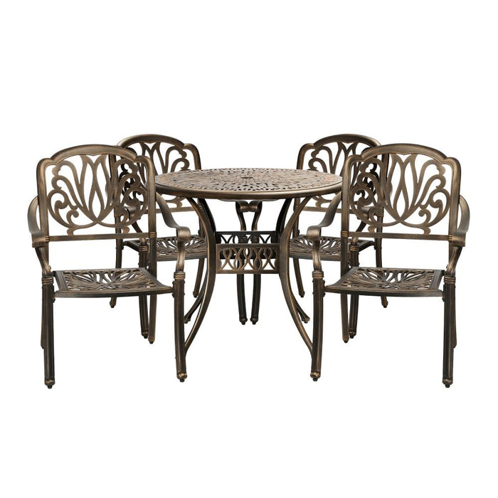 Astano High Quality Vintage Cast Aluminium Outdoor Patio Set | Durable Heavy Metal Outdoor Table Chair Set