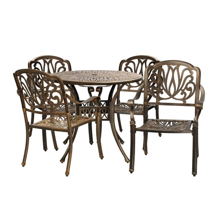 Astano High Quality Vintage Cast Aluminium Outdoor Patio Set | Durable Heavy Metal Outdoor Table Chair Set