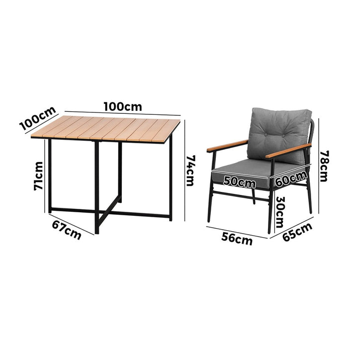 Empire Black 5pc Modern Table and Chair Outdoor Set | Designer Cushioned Chairs and Table Patio Furniture Set