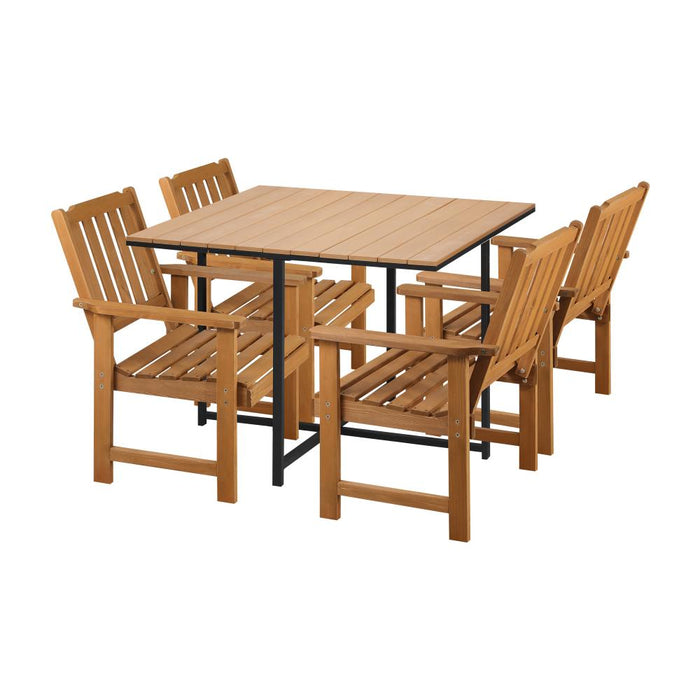 Designer Nuvo 5pc Modern Table and Chair Outdoor Set | Soft Cushioned Chairs and Table Patio Furniture Set