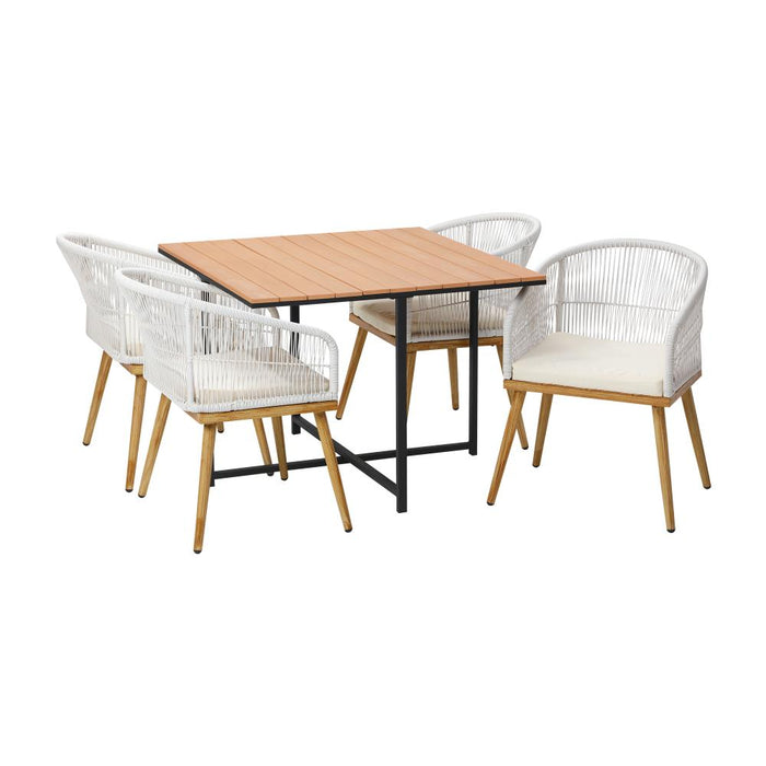 Designer Nuvo 5pc Modern Table and Chair Outdoor Set | Soft Cushioned Chairs and Table Patio Furniture Set