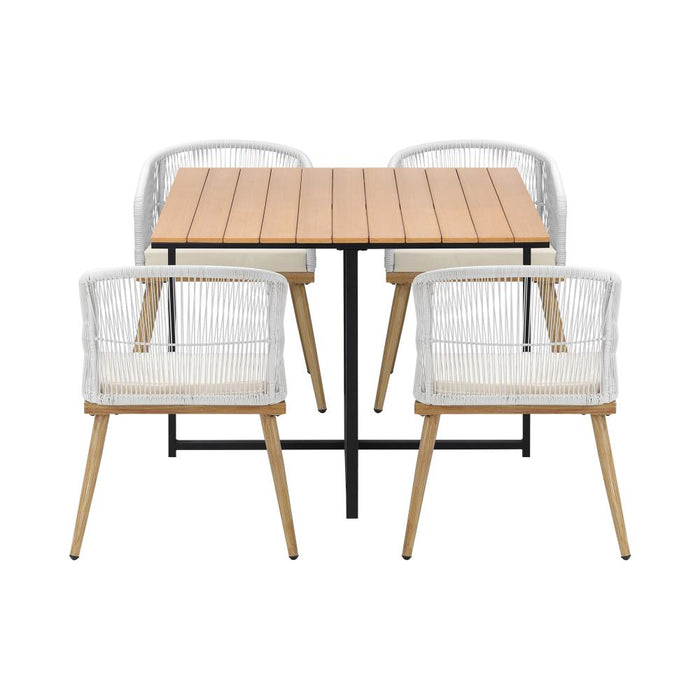 Designer Nuvo 5pc Modern Table and Chair Outdoor Set | Soft Cushioned Chairs and Table Patio Furniture Set