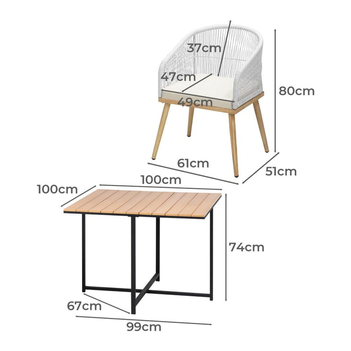 Designer Nuvo 5pc Modern Table and Chair Outdoor Set | Soft Cushioned Chairs and Table Patio Furniture Set