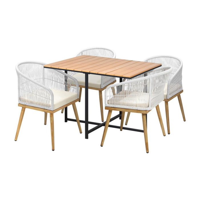 Designer Nuvo 5pc Modern Table and Chair Outdoor Set | Soft Cushioned Chairs and Table Patio Furniture Set