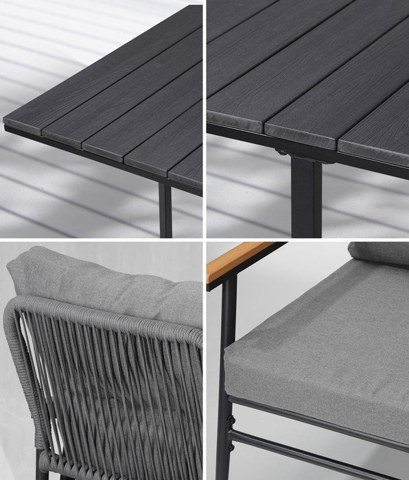 Empire Black 5pc Modern Table and Chair Outdoor Set | Designer Cushioned Chairs and Table Patio Furniture Set