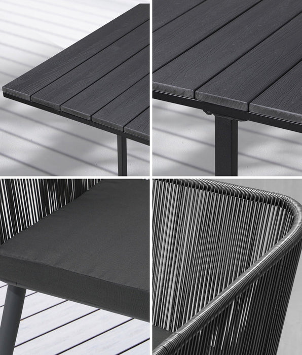 Luxe 5pc Modern Table and Chair Outdoor Set | Designer Cushioned Chairs and Table Patio Furniture Set