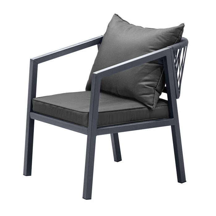 Playa Orsini 3 or 5pc Marble Style Table and Chair Outdoor Set | Soft Cushioned Chairs and Table Patio Furniture Set