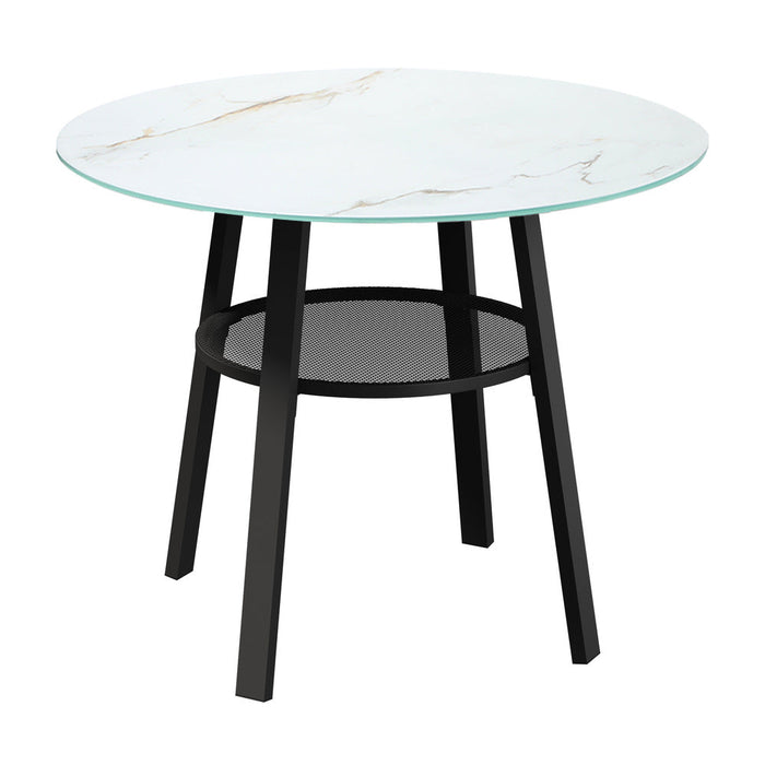 Playa Orsini 3 or 5pc Marble Style Table and Chair Outdoor Set | Soft Cushioned Chairs and Table Patio Furniture Set