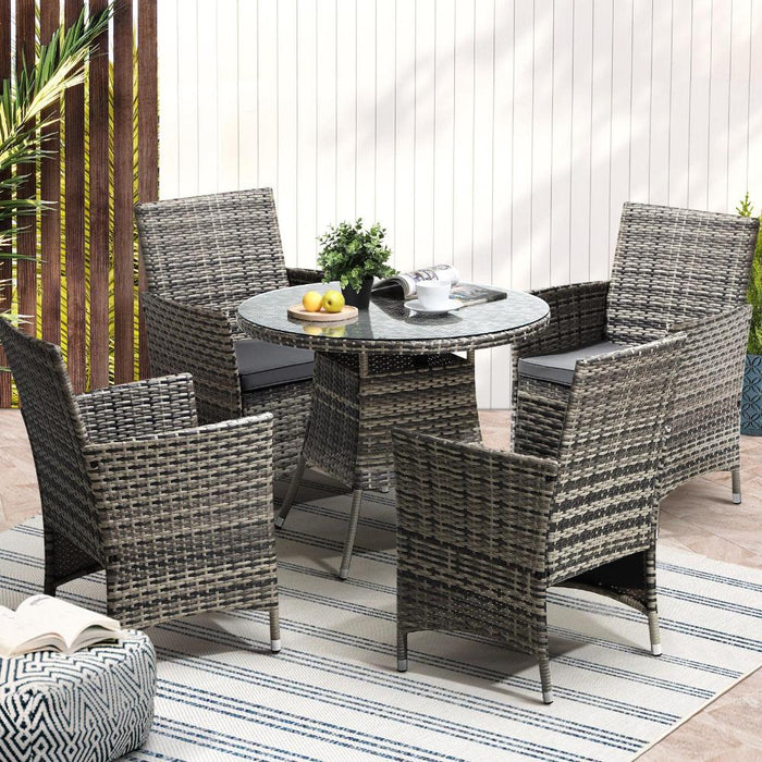 Sestre 5 Piece Wicker Rattan Outdoor Furniture Set | High Quality Weather Resistant Patio Garden Set