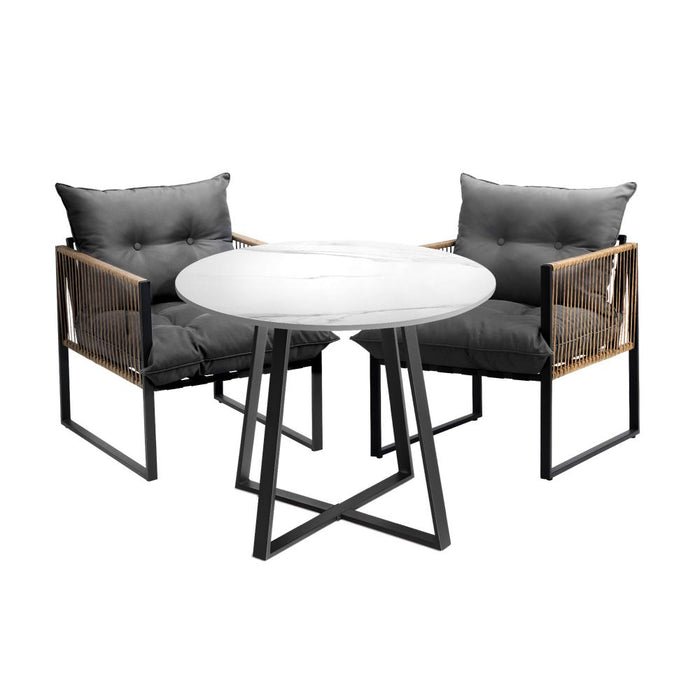 Premium 3 or 5pc Nuvo Table and Chair Outdoor Set | Soft Cushioned Chairs and Table Patio Furniture Set