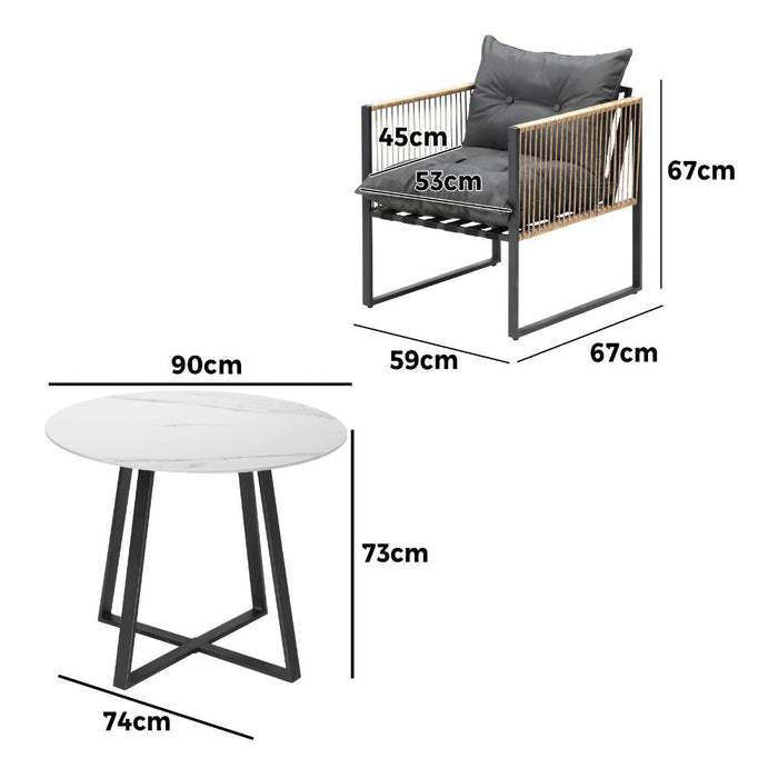 Premium 3 or 5pc Nuvo Table and Chair Outdoor Set | Soft Cushioned Chairs and Table Patio Furniture Set
