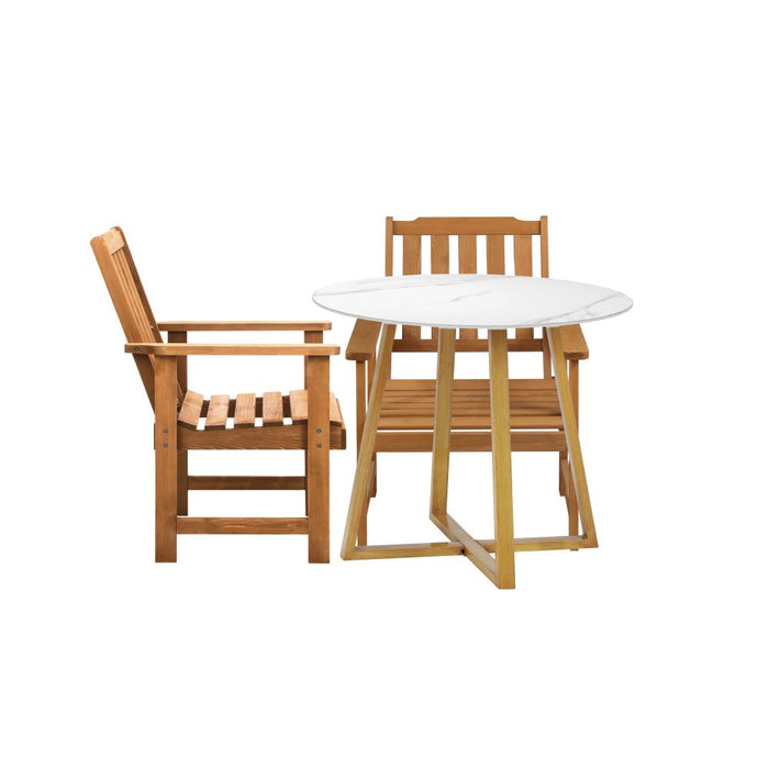 Designer Eros Marble Stone Style Table and Chair Outdoor Set | 3 or 5pc Soft Cushioned Chairs and Table Patio Furniture Set