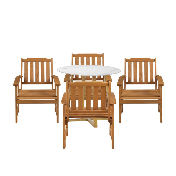 Designer Eros Marble Stone Style Table and Chair Outdoor Set | 3 or 5pc Soft Cushioned Chairs and Table Patio Furniture Set