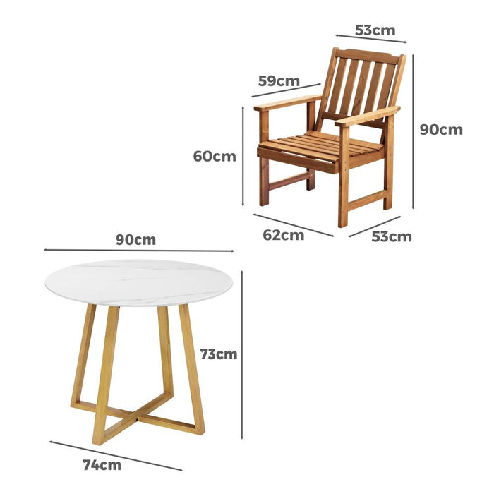 Designer Eros Marble Stone Style Table and Chair Outdoor Set | 3 or 5pc Soft Cushioned Chairs and Table Patio Furniture Set