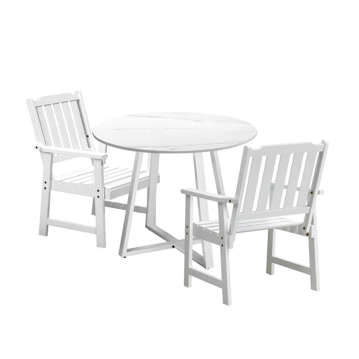 Designer Eros Marble Stone Style Table and Chair Outdoor Set | 3 or 5pc Soft Cushioned Chairs and Table Patio Furniture Set
